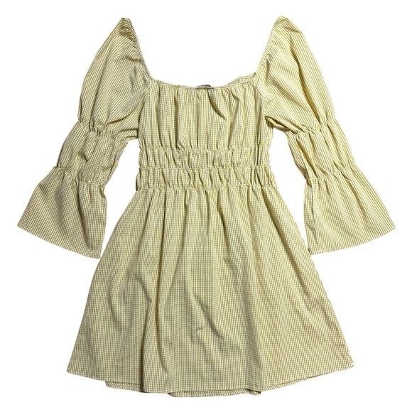 Lulu’s Lunch Date Yellow Gingham Bell Sleeve Mini Dress Women’s US M - Picture 9 of 9